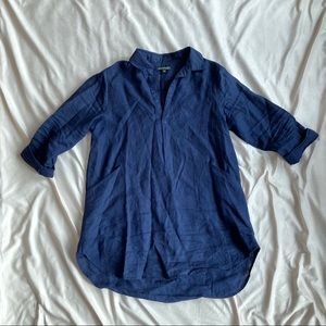 Forcynthia • 100% Linen Navy Blue Blouse Med